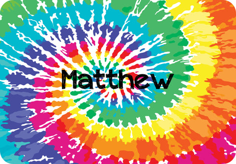 Cabin Comfort Personalized Floor Mat - Name in Center - Tie Dye