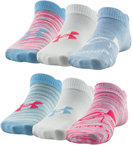 Under Armour Girls' Essential No Show - 6 Pack|1332984-442-13,1332984-442-45