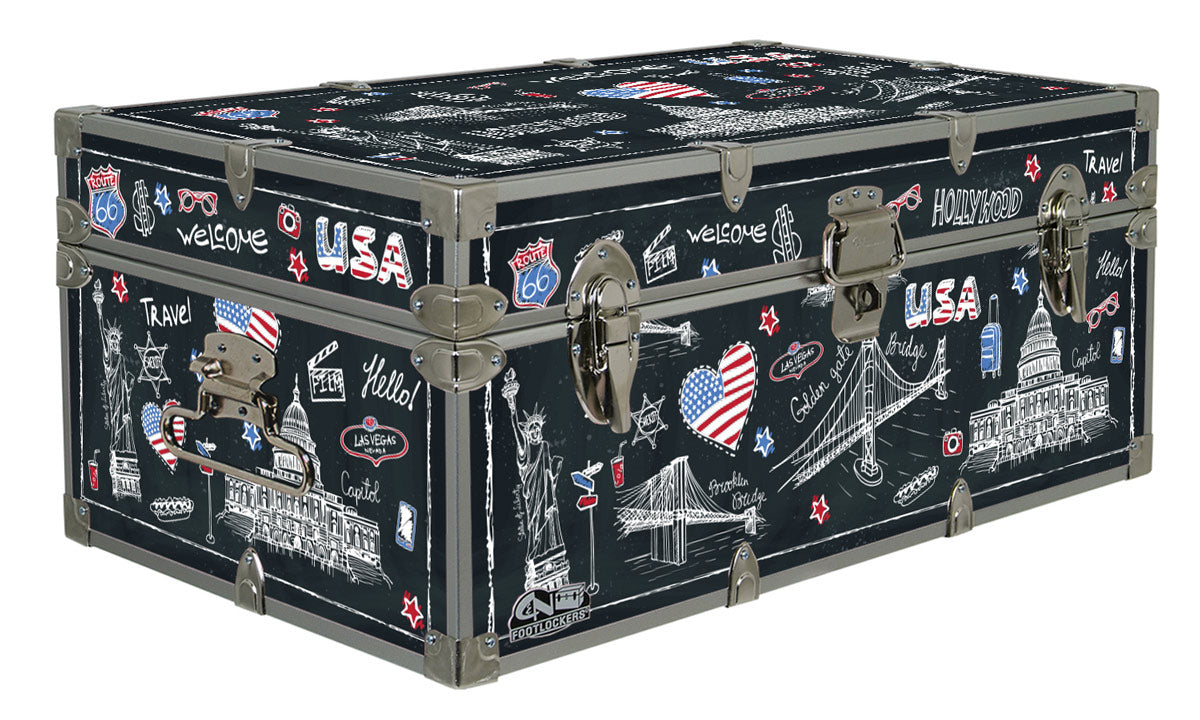 Designer Trunk - American Chalkboard Icons - 32x18x13.5"