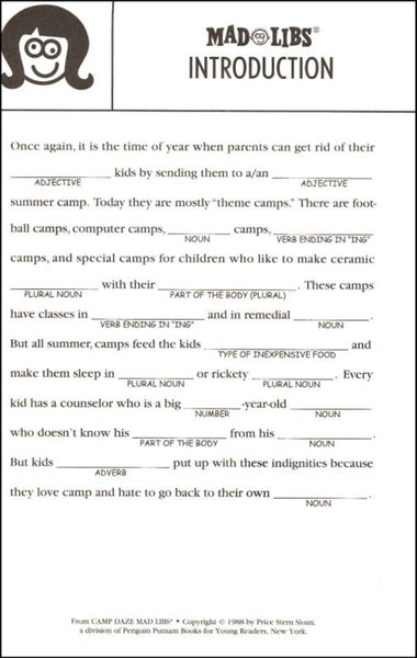 Mad Libs: Camp Daze|Fill-In-The-_____ Fun at Summer Camp!