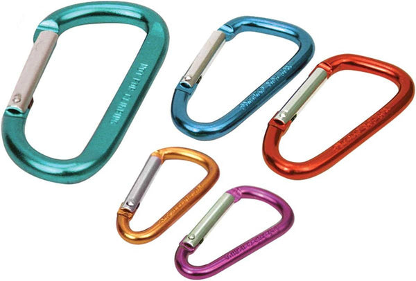 Black Mountain Products Steel Carabiner Clip with Spring Snap Hook 6 Pack