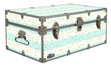 Designer Trunk - Mint Sparkle Stripes - 32x18x13.5"