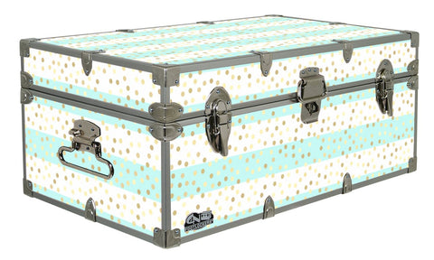 Designer Trunk - Mint Sparkle Stripes - 32x18x13.5"|71407