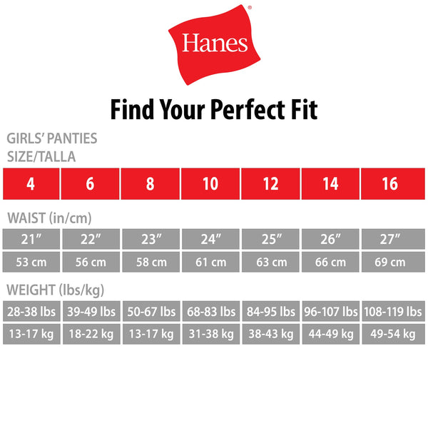 Hanes Girls Tagless 100% Cotton Briefs Breathable 10 Pack Underwear Size 16  NEW