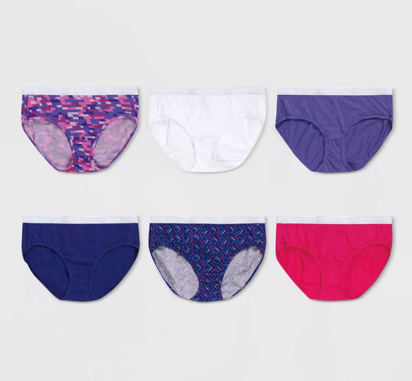 Hanes Womens Hipster Panties Underwear 6-Pack Sporty Core Cotton