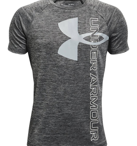 Under Armour Boys' Tech™ Split Logo Hybrid Short Sleeve|1363279001YS,1363279001YM,1363279001YL,1363279001YXL