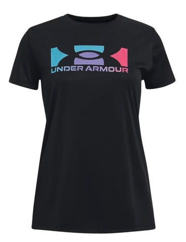 Under Armour Girls' Tech Box Logo Short Sleeve Shirt|1369897-001-S,1369897-001-M,1369897-001-L,1369897-001-XL