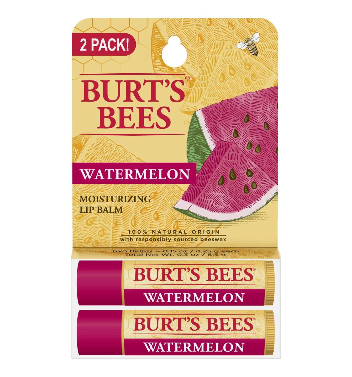 Beeswax Lip Balm Pack by Burts Bees for Unisex - 4 x 0.15 oz Lip Balm -  Pack of 2 
