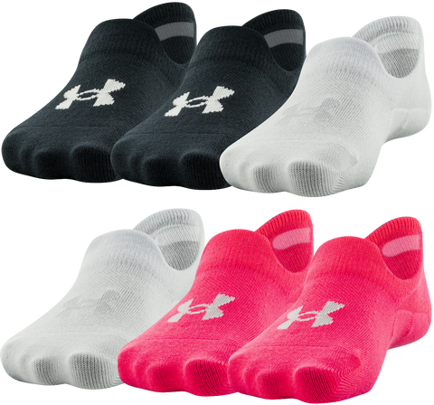 Under Armour Girls' Essential Ultra Low Tab Socks - 6 Pack|1377901-653-13,1377901-653-45