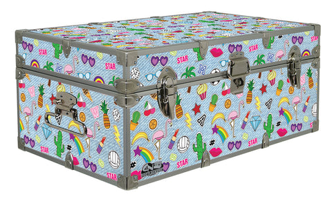 Designer Trunk - Denim Patches - 32x18x13.5"|13903