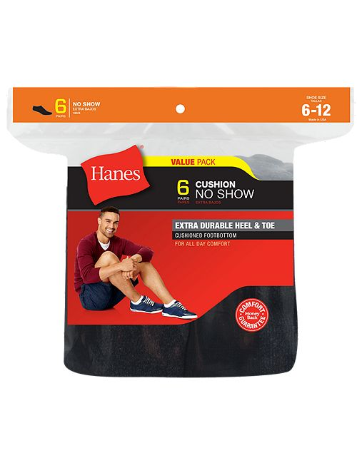 Hanes® 6 pack no show socks. Girls' socks by Hanes®.