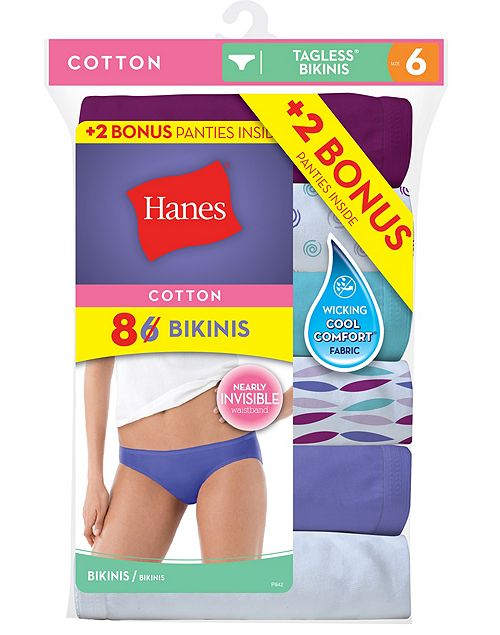 Hanes 6-Pack Tagless Bikini Panty