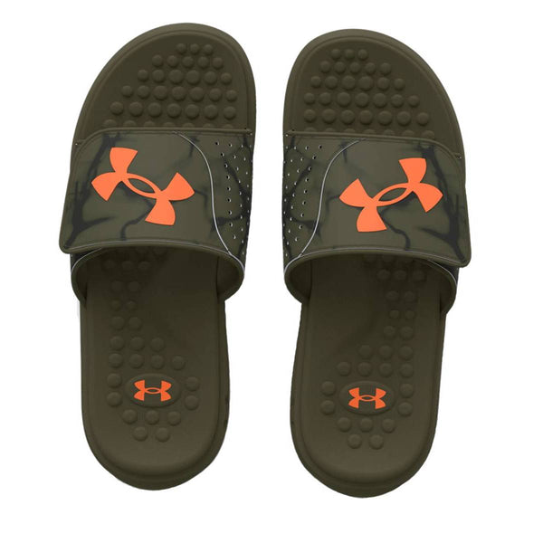Under Armour Green and Orange Slide Sandals Men main image 4
