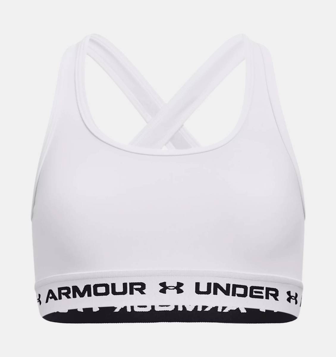 Under Armour Women's HeatGear Logo Band Sports Bra Black / White