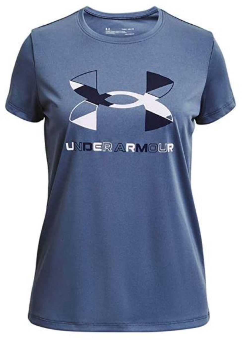 Under Armour UA Branded Logo Crop Short Sleeve Shirt Women - Downpour  Gray/White